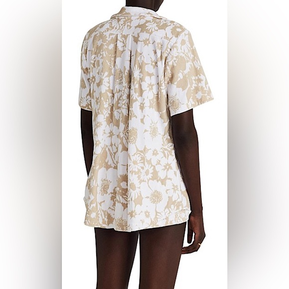 Faithfull The Brand NWT Montina Caronia Floral Sand Short Sleeve Shirt **Sz 4** - Picture 4 of 9